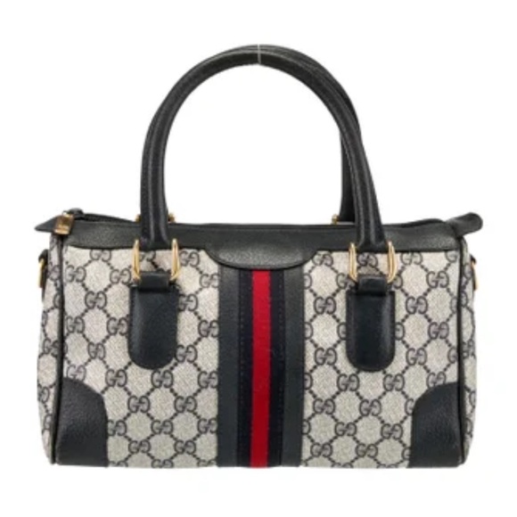 Gucci Handbags - Gucci Black and Cream Satchel with Leather Trim